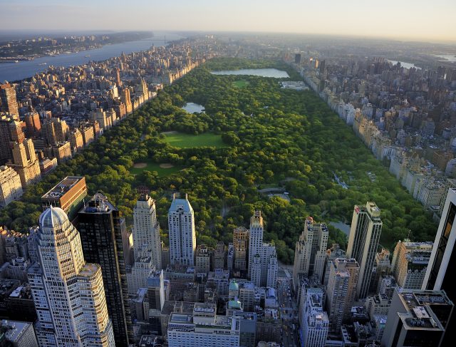 Central,Park,Aerial,View,,Manhattan,,New,York;,Park,Is,Surrounded