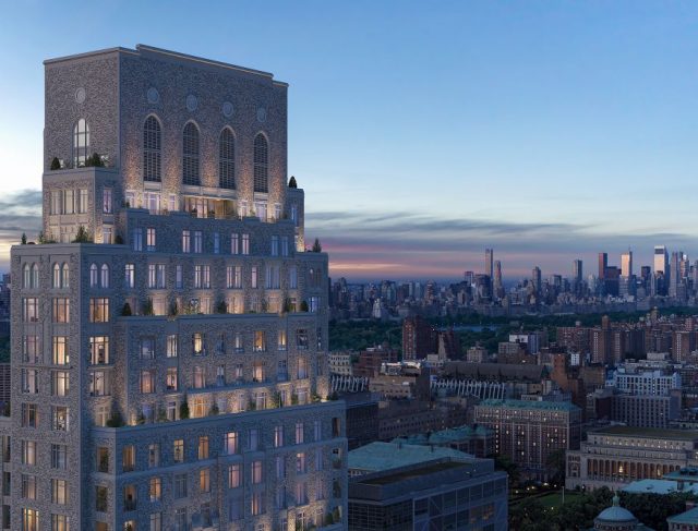 Birds-eye rendering of Claremont Hall at 100 Claremont Avenue