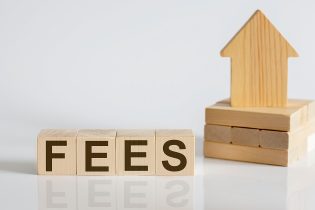 Fees,Wooden,Blocks,With,A,Miniature,House,On,White,Background
