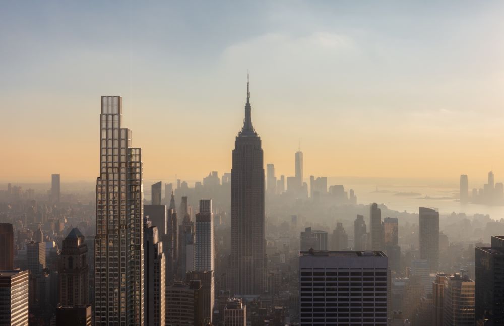 Rendering of 520 Fifth Avenue and the Midtown skyline