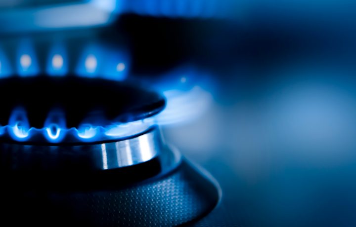 Burning,Gas,Flame,On,Gas,Stove,With,Blurred,Background
