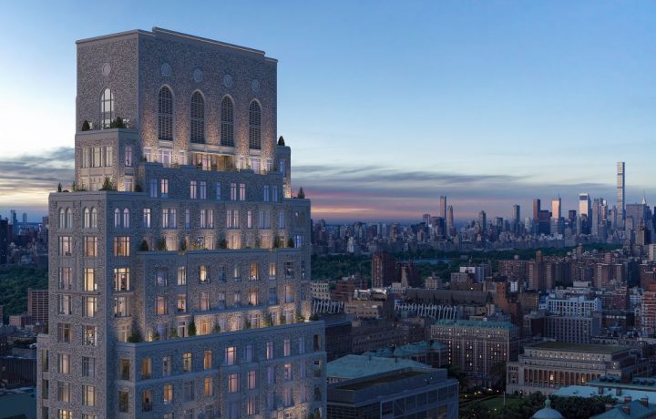 Birds-eye rendering of Claremont Hall at 100 Claremont Avenue