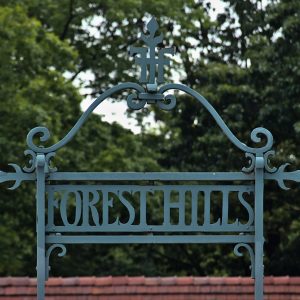 Forest,Hills,Sign,On,The,Train,Platform,(railway,Station,In